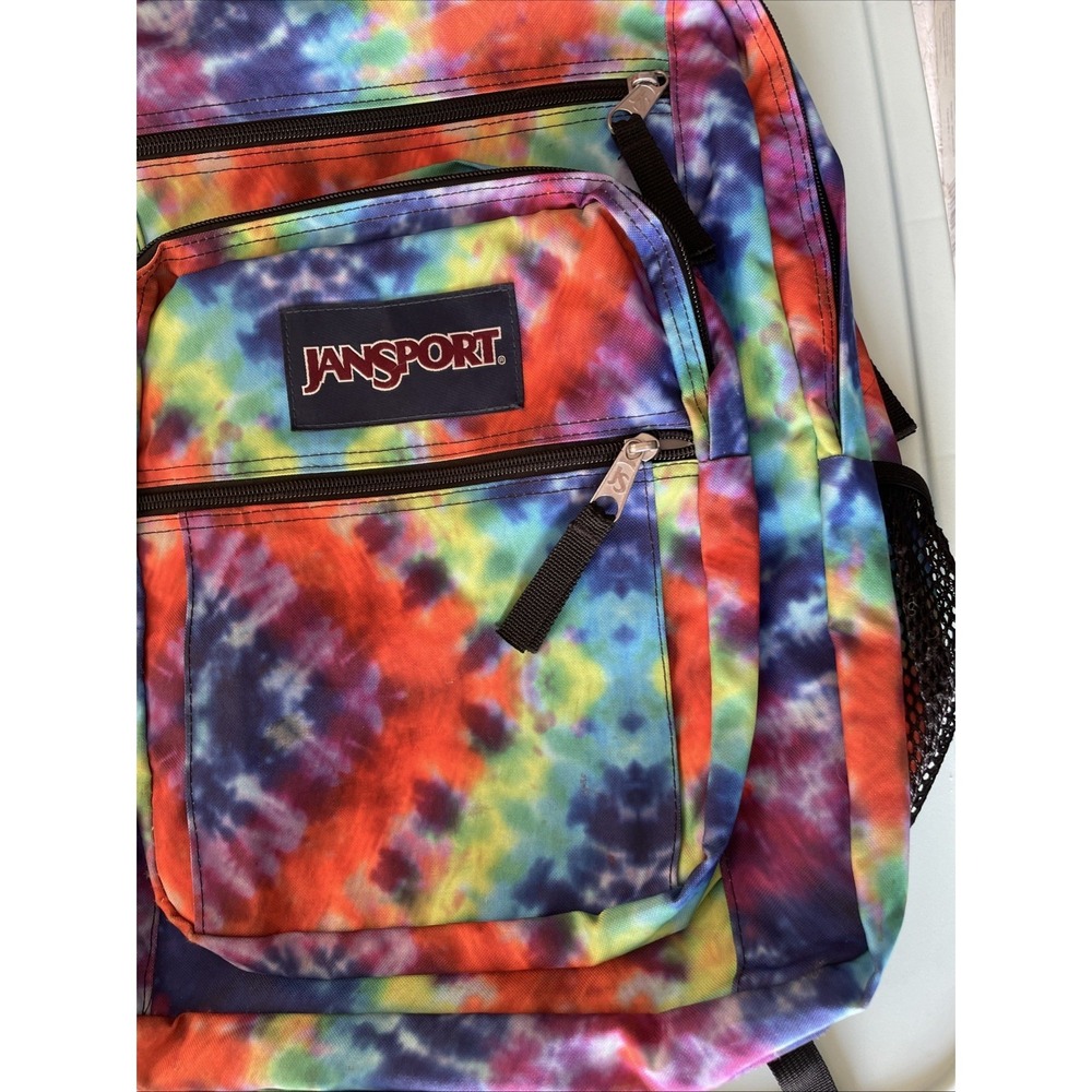 JANSPORT RED/MULTI HIPPIE DAYS BIG STUDENT SCHOOL BACKPACK/LAPTOP POUCH - Picture 4 of 8